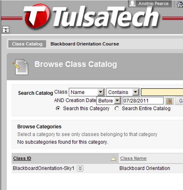 Catalog screen. Step 5: Click Enroll.