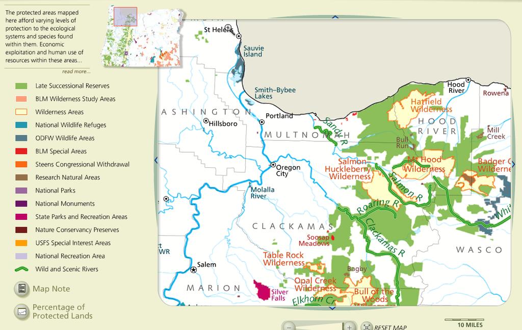 Eastern Multnomah County includes large forested areas which include both privately owned lands and National Forest lands as well as the Columbia River Gorge National Scenic Area.