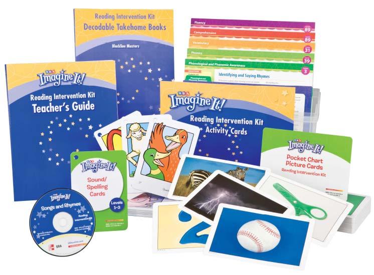 Reading Intervention Kit Classroom Kit that provides strategic intervention lessons for skills in the five key technical domains of reading: phonological and phonemic awareness, phonics, fluency,