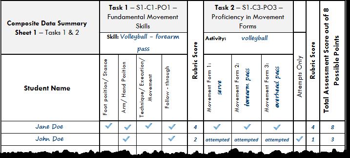 See the Appendix for a full class version of the Task 2 Data Capture Tool and Task 2 Composite Data Summary Sheet.