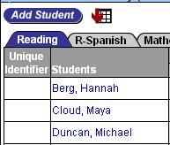 Page 15 The My Classes Tab/Entering and Editing Benchmark Scores 2.3 Above the Student list is an Add Student button. This is a quick way to add a new student to your Benchmark classroom.