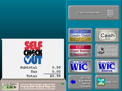 Spartan Stores Self Check Out, Mixed Basket WIC client starts scanning all foods, both WIC and non WIC in SCO lane When scanning is complete, the WIC client selects the WIC tender button WIC client