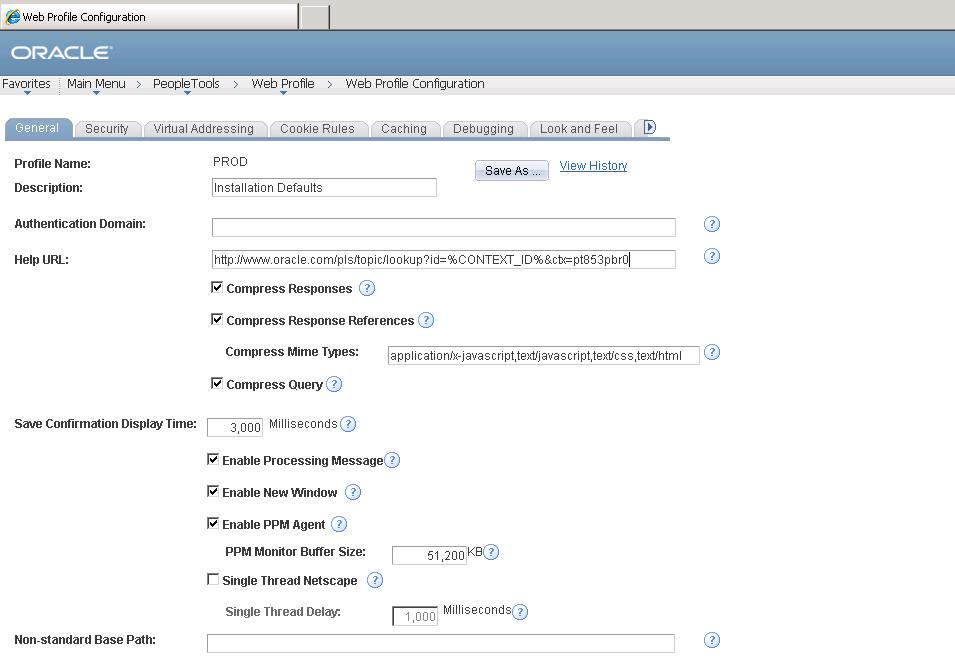 4. Save and exit the Web Profile Configuration page. 5. Restart the web server for your application. 6. Test the help functionality by clicking the Help link on a PeopleSoft application page.