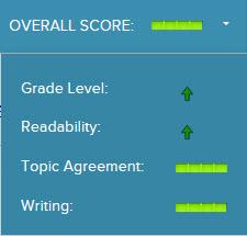 Writer Type your answer to the question in the area, just below the blue Writer bar. Click the Refresh icon ( ) to retain your work and display the word count and the Overall Score indicator.
