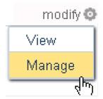 This modify menu may contain different commands depending on the page you are accessing in your course.