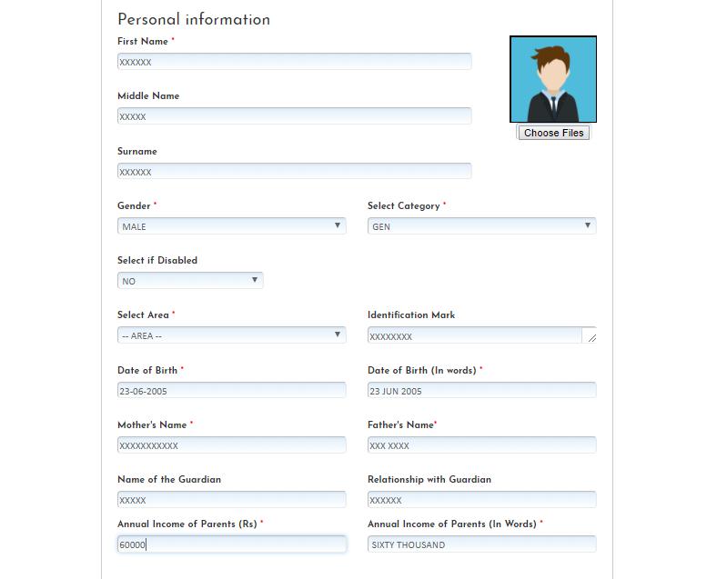 Step 5: Candidate s Personal Information to be filled.