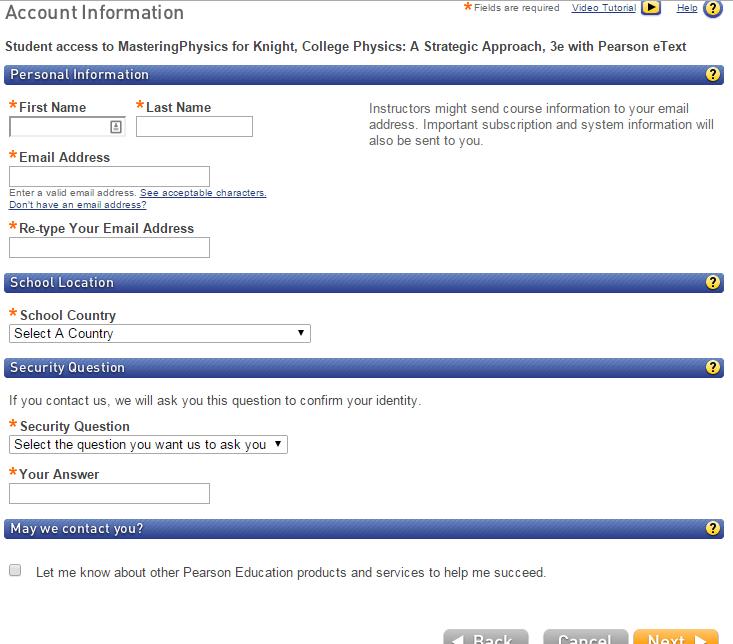 Step 7: Enter your profile information, use the same email as the