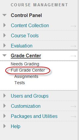 Grading an Assignment Assignments that are created within Blackboard will automatically generate a column in the Grade Center for that assignment. 1.