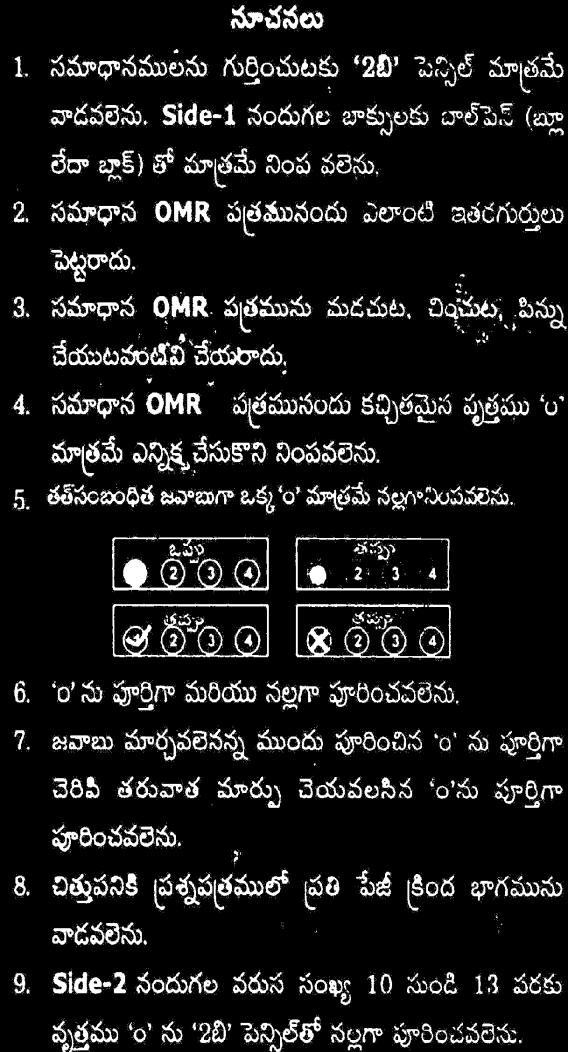 SHEET WILL BE INVALIDATED OMR Sheet Serial No. 1. Name of the Candidate : 2. Hall Ticket Number : 3. Name of the Centre : 4. Date of Examination : 5. 6.