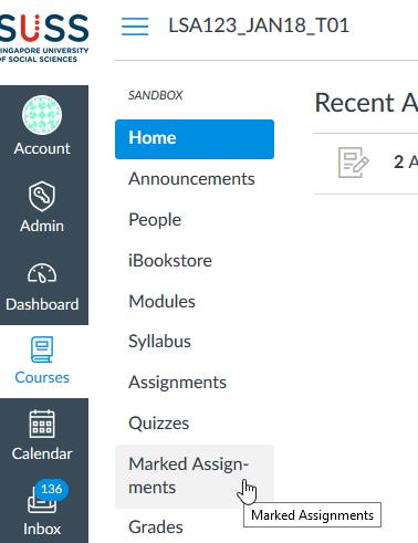 In addition, Marked Assignments will reside within the new SUSS Gradebook.