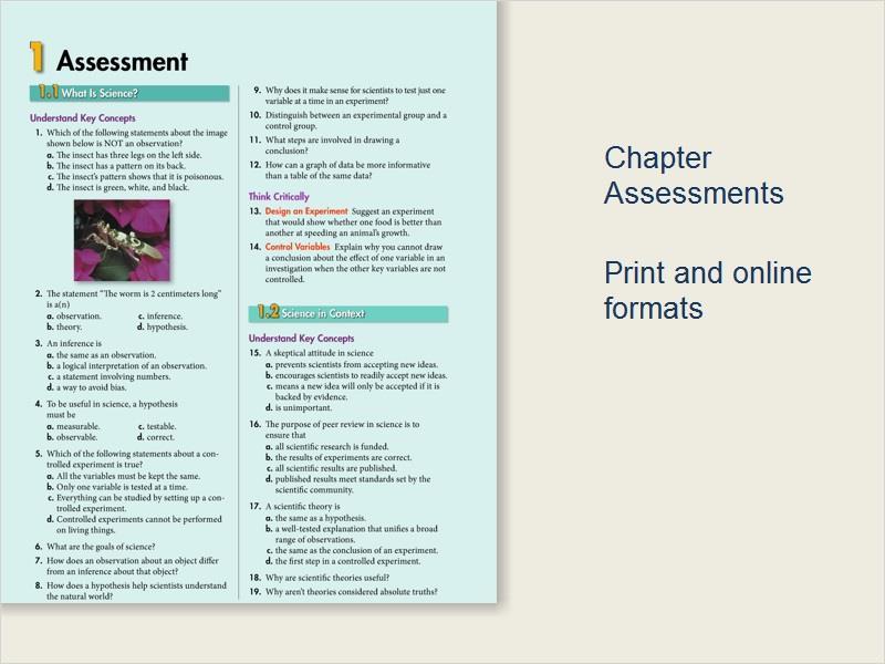 Chapter-level s In addition to the lesson quizzes, you will also find chapter-level assessments that