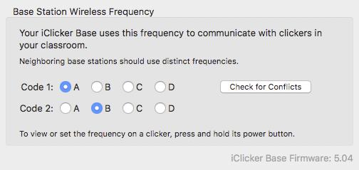 5 4. If you are allowing students to use iclicker remotes, click on the Clickers tab. Plug in your iclicker base to your computer. You will now be able to set your wireless frequency.