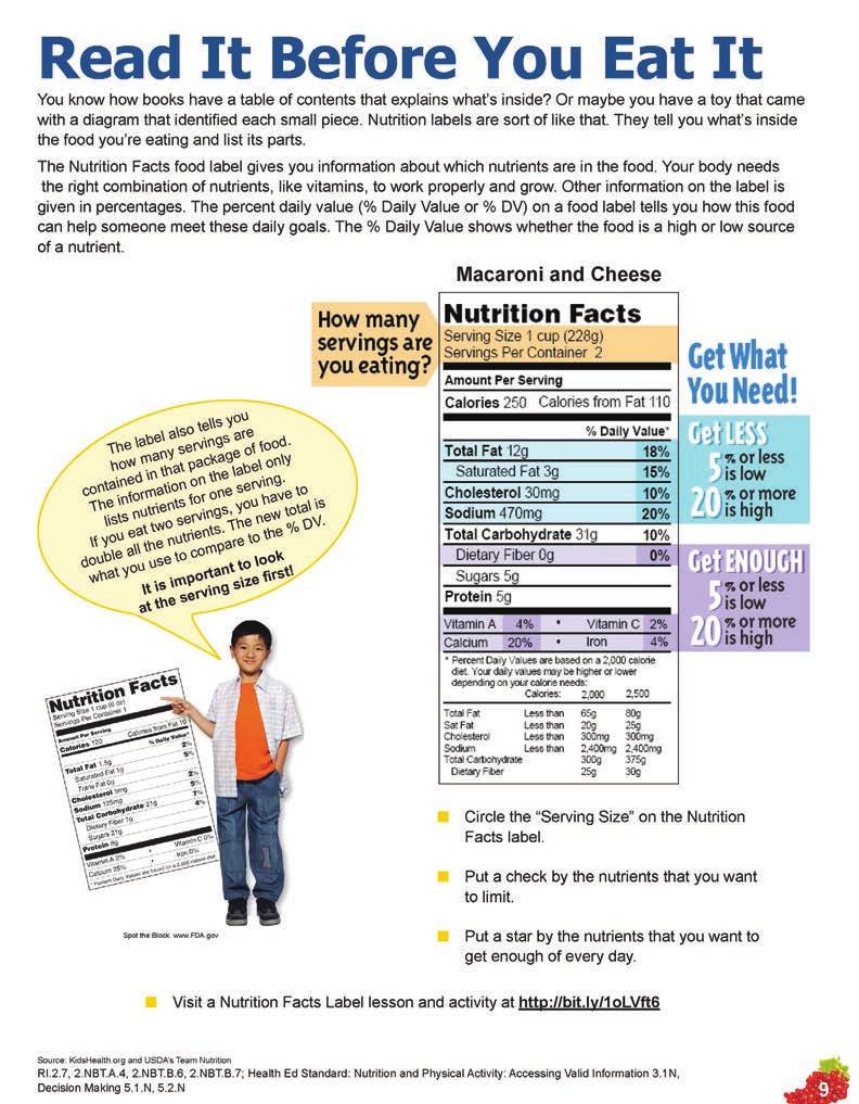 October Overview of Lesson, continued Review the Nutrition Facts label and fun facts. Watch the grape farmer video. Complete the writing activity.