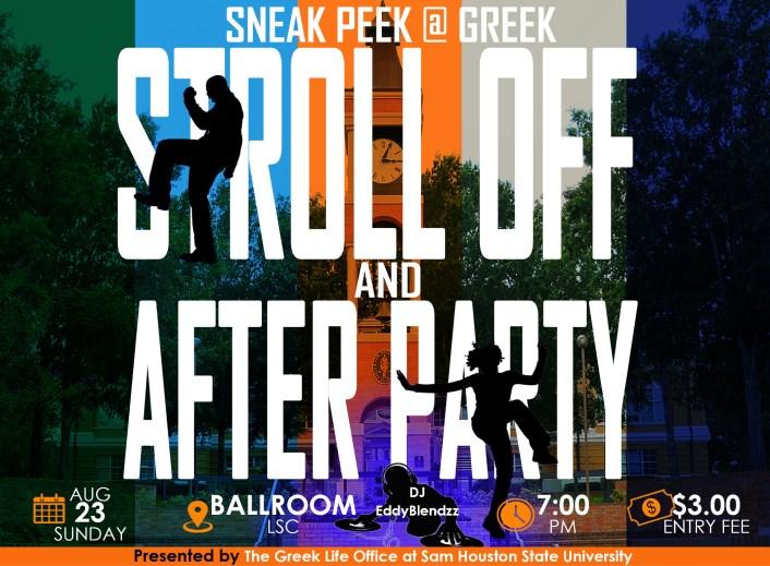 and will begin at 3:00 p.m. The 6th annual Sneak Peek at Greek will give SHSU students the opportunity to meet and greet members of all sororities and fraternities.