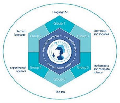 The Diploma Programme Hexagon The course is presented as six academic areas enclosing a central core. It encourages the concurrent study of a broad range of academic areas.
