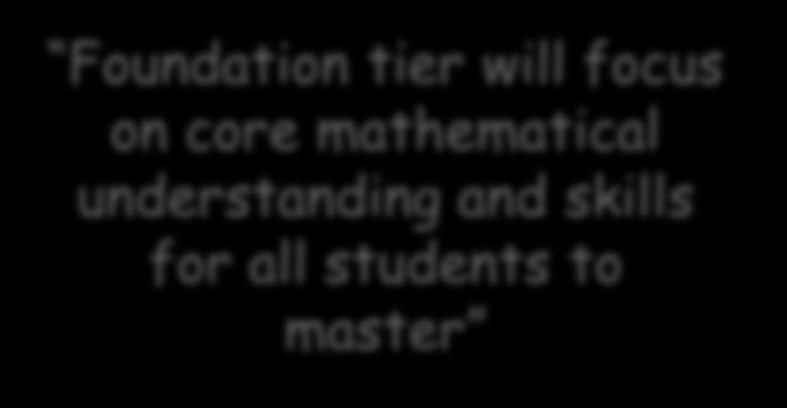 Change 25% Foundation tier will focus on core mathematical understanding
