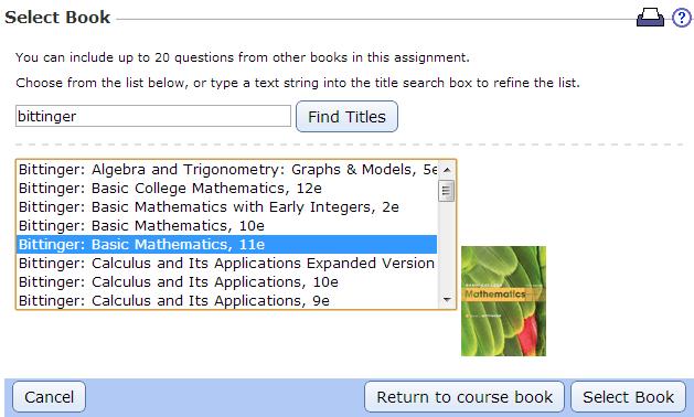 Notice that the dropdown lists are updated to reflect the organization in the new textbook. Click the Chapter dropdown list and select Chapter 1.