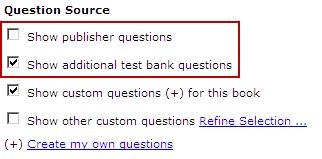 The Available Questions list is refreshed and shows only the questions from the test bank.