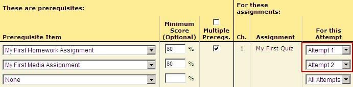 Click Advanced Settings at the top of the prerequisite list to go to that view. Check the box in the Multiple Prereqs column for one of your assignments.