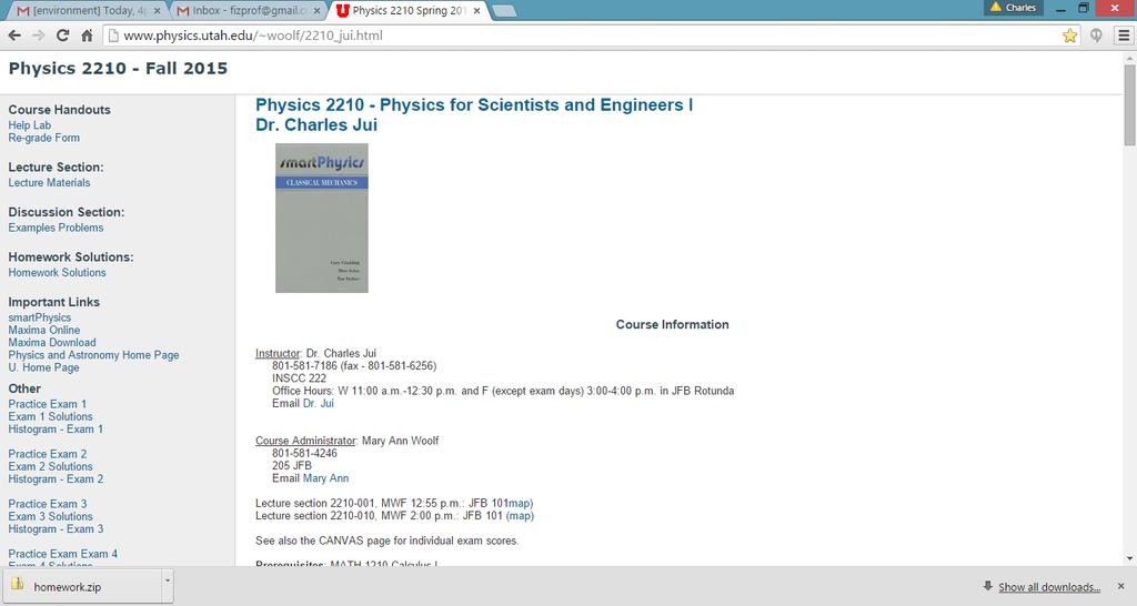 PHYS 2210-01 and -10 Course Web Page