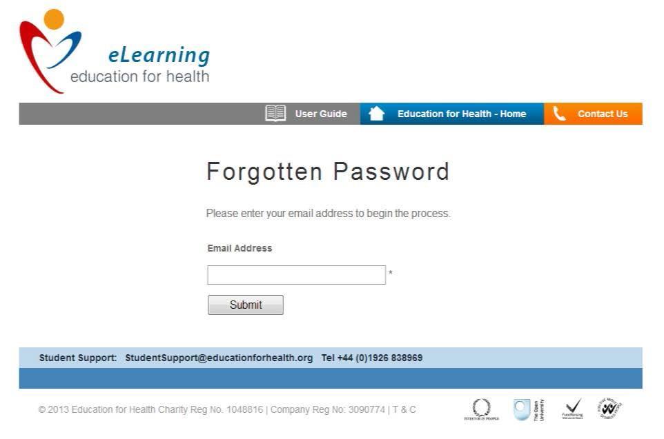 If you click on the Forgotten Password link you will see this page.