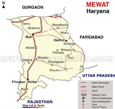 4.2 PROFILE OF MEWAT DISTRICT Geographically, Mewat district is situated between 26 and 30 N latitude and 76 and 78 E longitude.