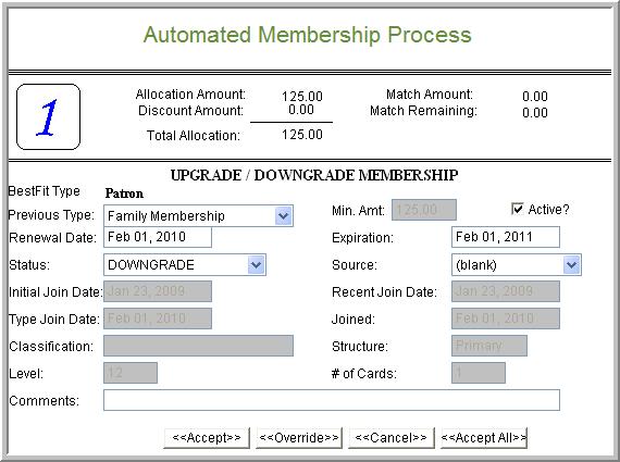 Upgrading and Downgrading Sage Millennium Year: 2010 3. Select Insert. 4. Cancel the Post Matching Pledge screen.