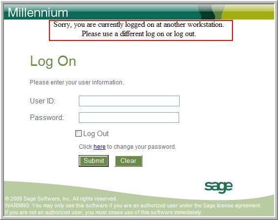 workstation. At this point, enter your user name, password and check Log Out then click Submit.