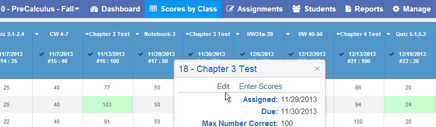 On the Manage page, click the mouse on the Assignments tab.