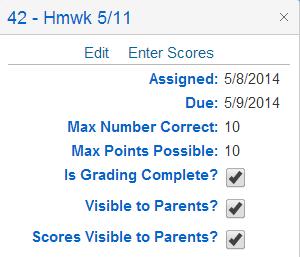 The Enter Scores link will open the Scores By Assignment page.