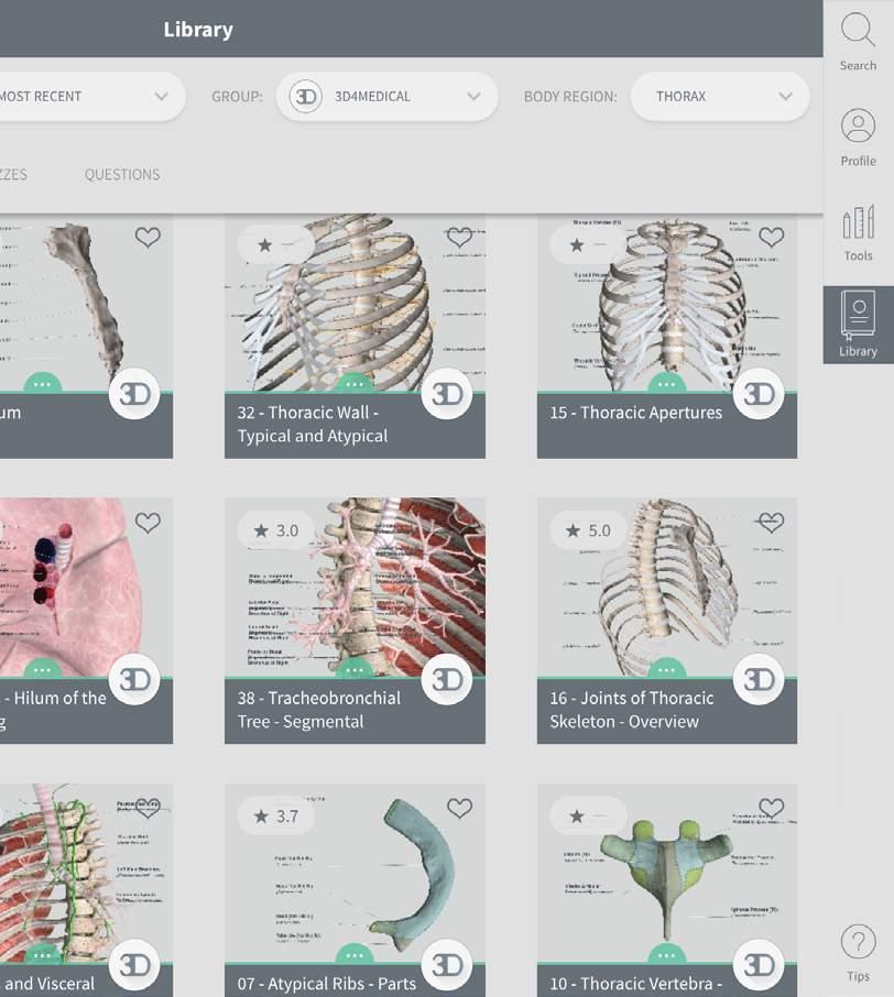 TIP 3D4Medical Library of Resources 3D4medical have created a library of Screens, Quizzes and Recordings which are available as educational resources for individual learning or, with a