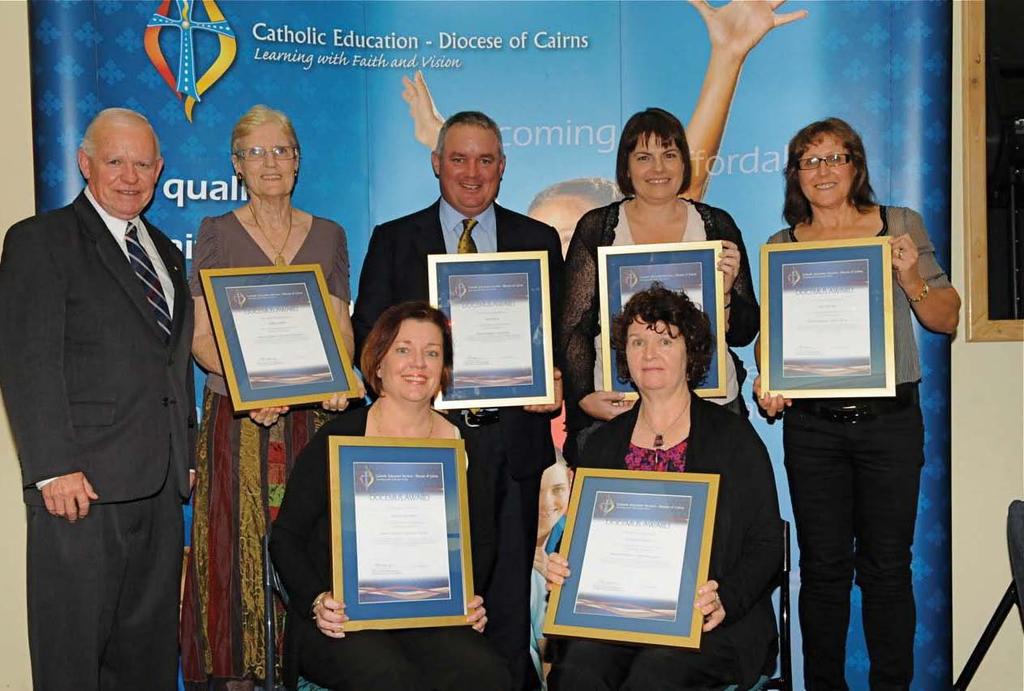Br Paul Hough (Left) with 2011 Docemus Award recipients, Back L to R: Eileen Lander, Liam Kenny, Debbie Kearney, Sue Struber; Front L to R: Jo Lantgree, Therese Howard.