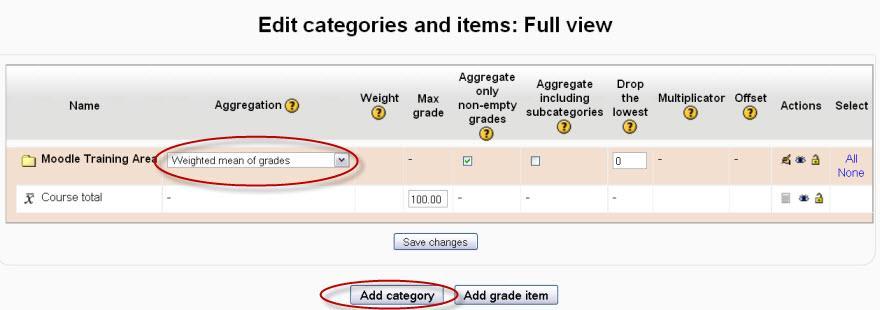 To select this option, simply make sure that simple weighted mean of grades is selected in the aggregation down-down menu, as shown in the default image above.