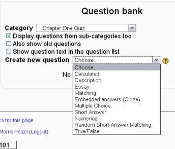 For a description of each type of question, click on the yellow help button next to the drop down
