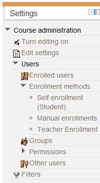Setting your moodle up so students can enroll Now that you have your class set up, you need to set up enrollment so your students can enroll. Otherwise you ve done work for naught.