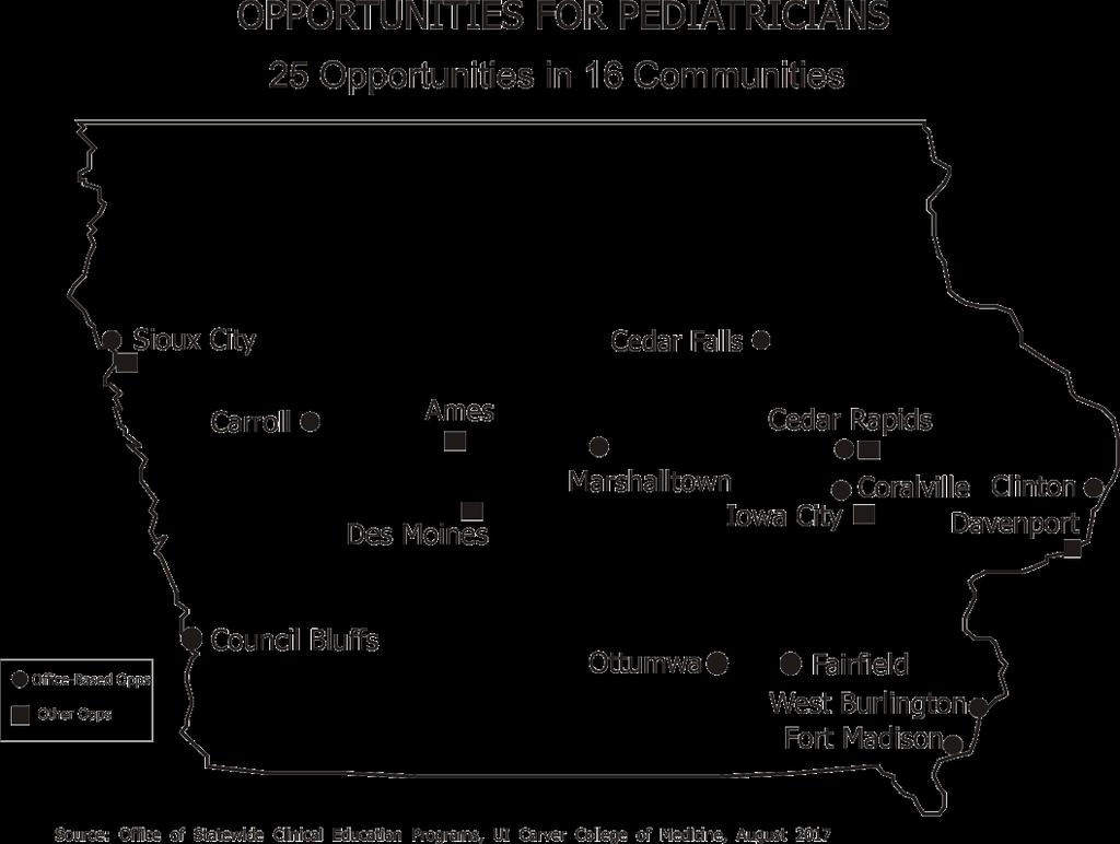 Iowa Communities Recruiting Pediatricians Office-Based Opportunities 17 Opportunities in 12 Communities Carroll Coralville