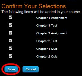 9 Click Save. Result: The Cengage Learning MindLinks TM Options page displays.