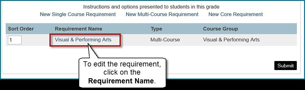 Back on the Request Screen Setup page, the newly created Requirement will be listed. a.