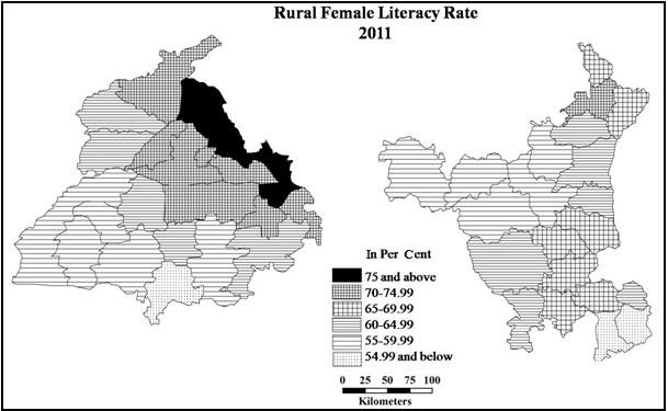 Figure 8 Figure 9 Spatial Pattern of Total Literacy in Rural Area moderate literacy.