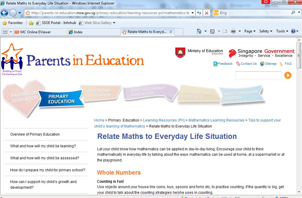 Learning Mathematics Everywhere and Everyday http://parents-in-education.moe.