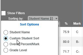 To change the sort order, click the mouse in the Sort field and type over the sort number or use the up and down