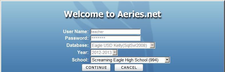 To access Teacher Portal, type the name of the user into the User Name field and press Tab. Type the password that has been assigned in the Password field.
