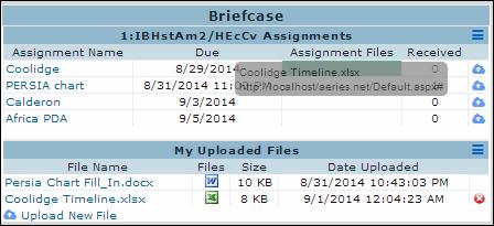 Files can be associated to an assignment in one of three ways: First, after a file is uploaded into the My Uploaded Files, it can be dragged to the assignment that it will be associated with.