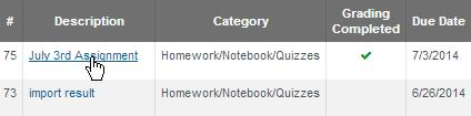 A link is available on the assignment list on the left side of the Scores by Student page. Clicking on the assignment name will navigate to the Scores by Assignment page.