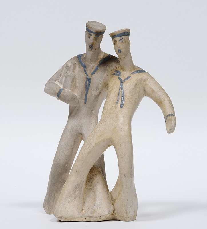 Daphne Mayo (1895 1982) Two jolly sailormen 1944 glazed terracotta 28.0 x 21.5 x 12.0 cm Collection of The University of Queensland.