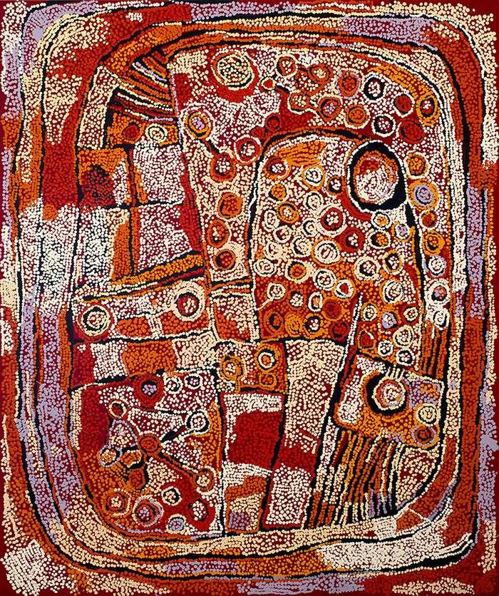 Naata Nungurrayi (c.1932 ) Untitled #16 2010 synthetic polymer paint on linen 183.0 x 153.0 cm Collection of The University of Queensland.