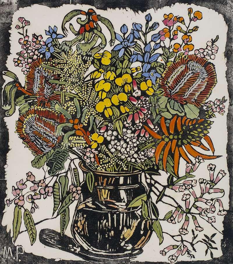 Margaret Preston (1875 1963) Native flowers c.1935 hand-coloured woodcut on paper image 43.0 x 38.0 cm; sheet 54.0 x 46.