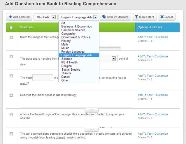 Add a Question from the Question Bank To add a question from the test library, hover over the Add Question button and click Add From Question Bank.