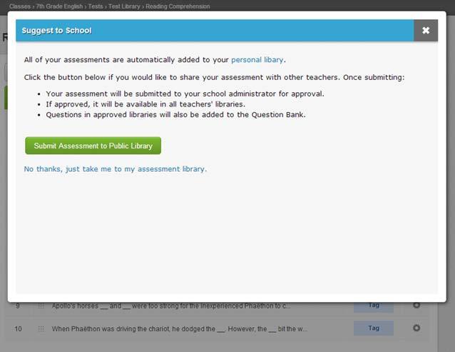 Submit Tests for Approval On this page, you will see the questions in your test.