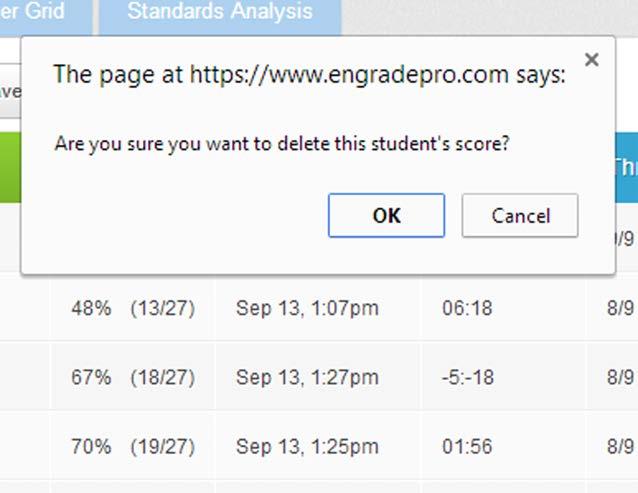 Retake Tests If you have a student that needs to retake a test, you can allow him/her to do so from the Progress & Scoring tab of an assigned test.
